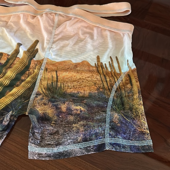 SHEIN *NEW* Women’s Cutout Waist Desert Landscape Print Mesh Biker Shorts - Picture 10 of 16